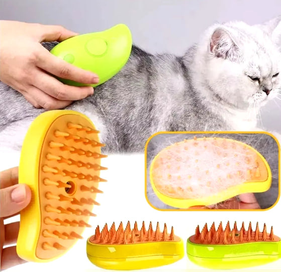 Steam brush for cats and dogs